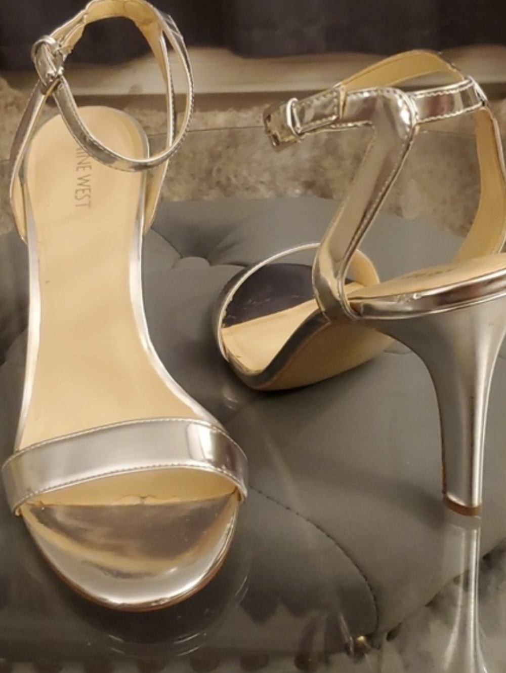 Nine West Anistono Silver Metallic Heels